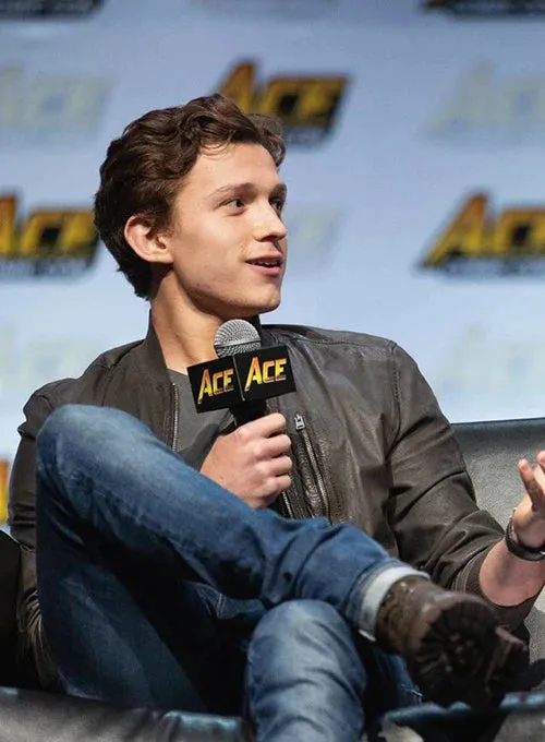 Elegant Black Sheep Leather Jacket Worn By Tom Holland | Tom Holland Elegant Black Sheep Leather Jacket