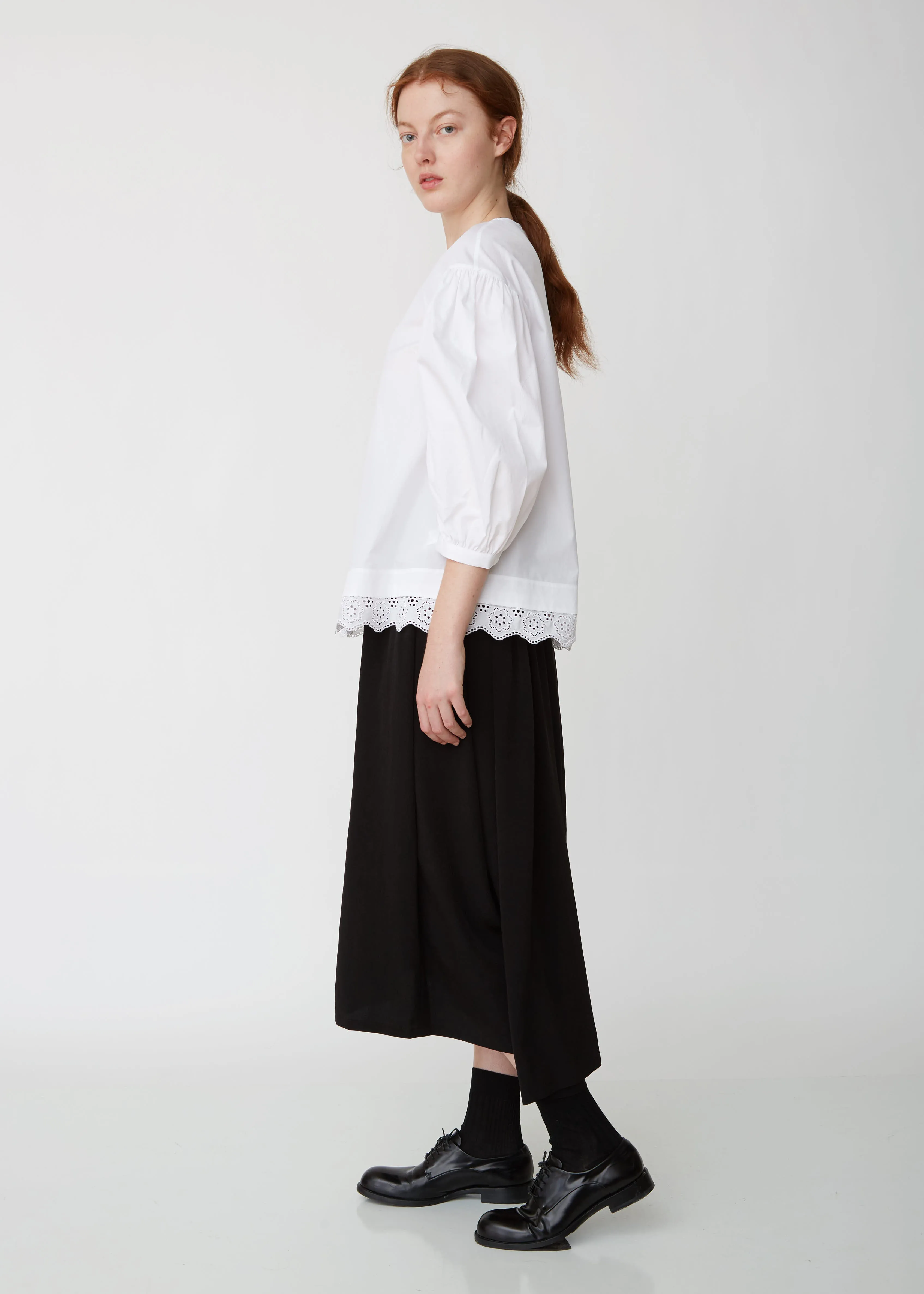 Embroidered Cotton Dropped Sleeve Blouse