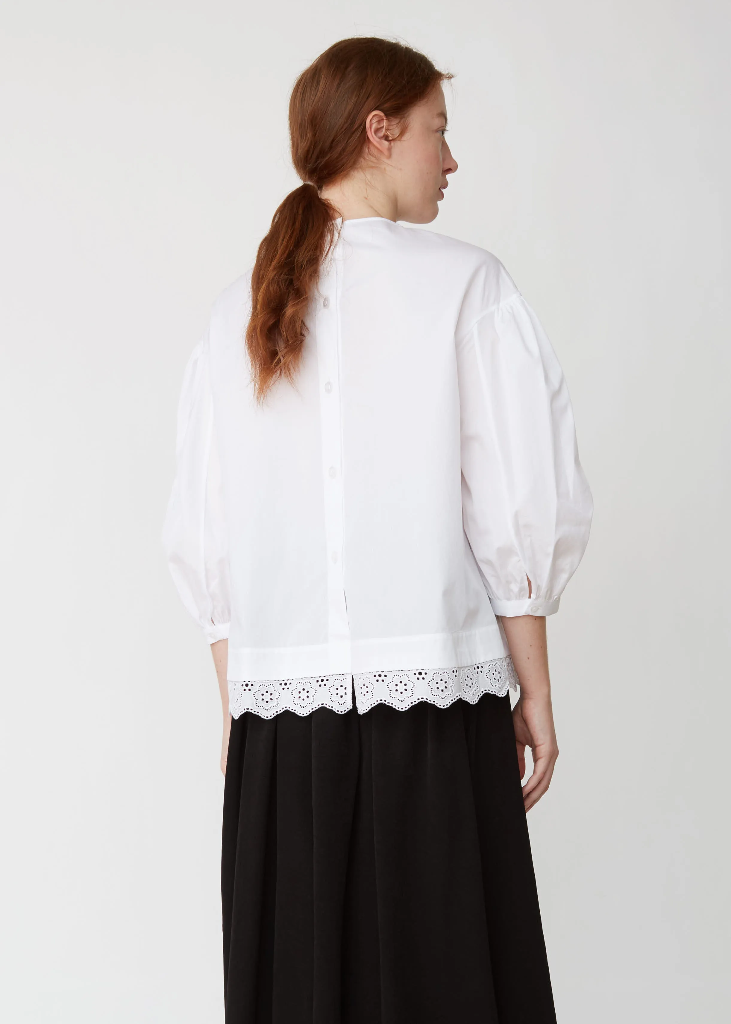 Embroidered Cotton Dropped Sleeve Blouse
