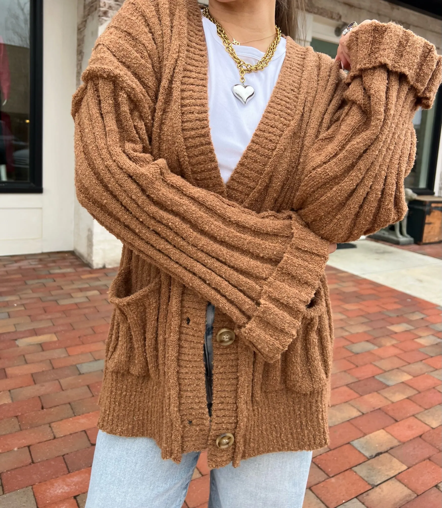 Emma Knit Sweater Cardigan Mocha