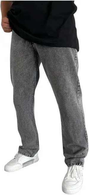 evzosrz Men's Straight Jeans Casual Elastic Waist Pants Denim Slim Fit Straight Sweatpant Regular Jeans Trousers Streetwear
