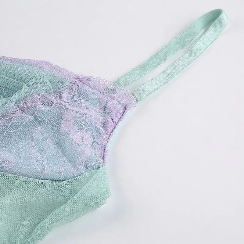 Flower And Dot Sheer Strap Blouse