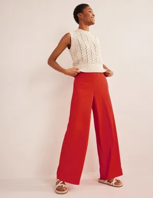 Fluid Wide Trousers-Vermillion Red