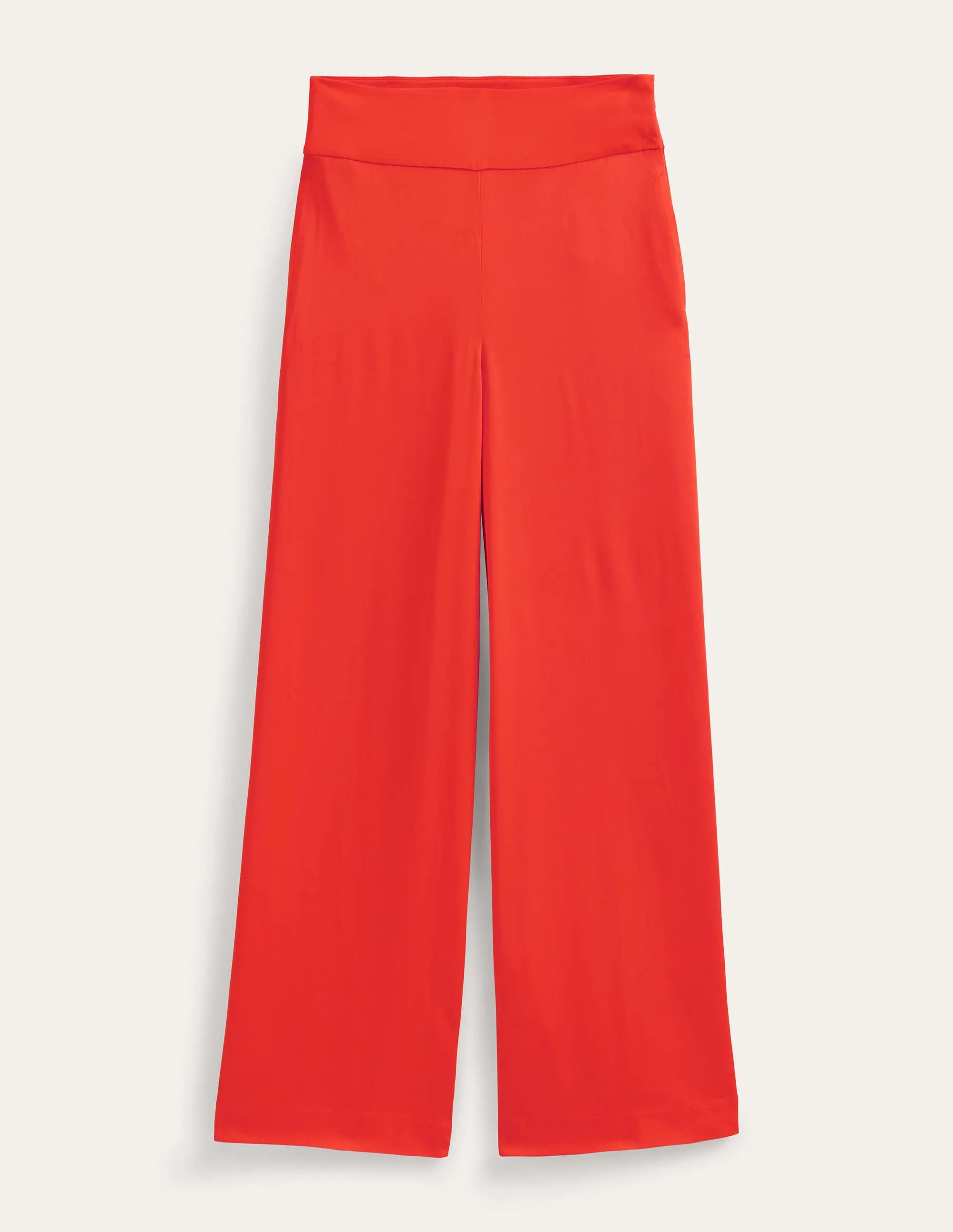 Fluid Wide Trousers-Vermillion Red