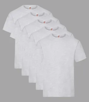 Fruit of the Loom Kid's T-Shirt, Heather Grey, 3-4 to 14-15 Years, (Pack of 5)
