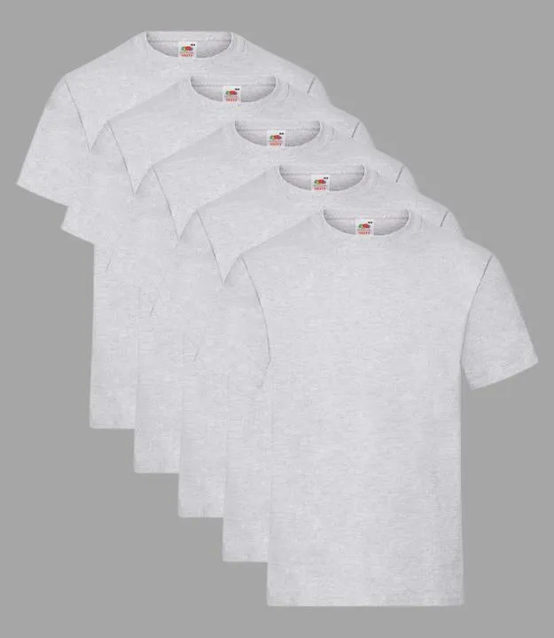 Fruit of the Loom Kid's T-Shirt, Heather Grey, 3-4 to 14-15 Years, (Pack of 5)