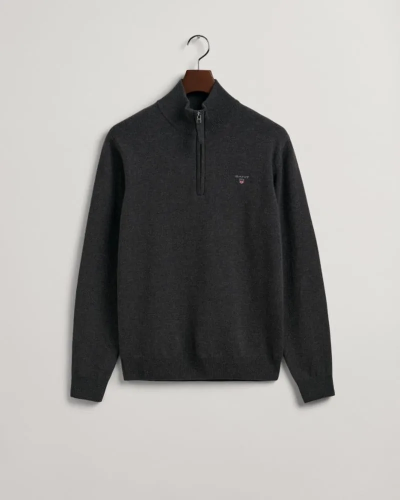 Gant Apparel Mens SUPERFINE LAMBSWOOL HALF ZIP 95/ANTRACIT MELANGE
