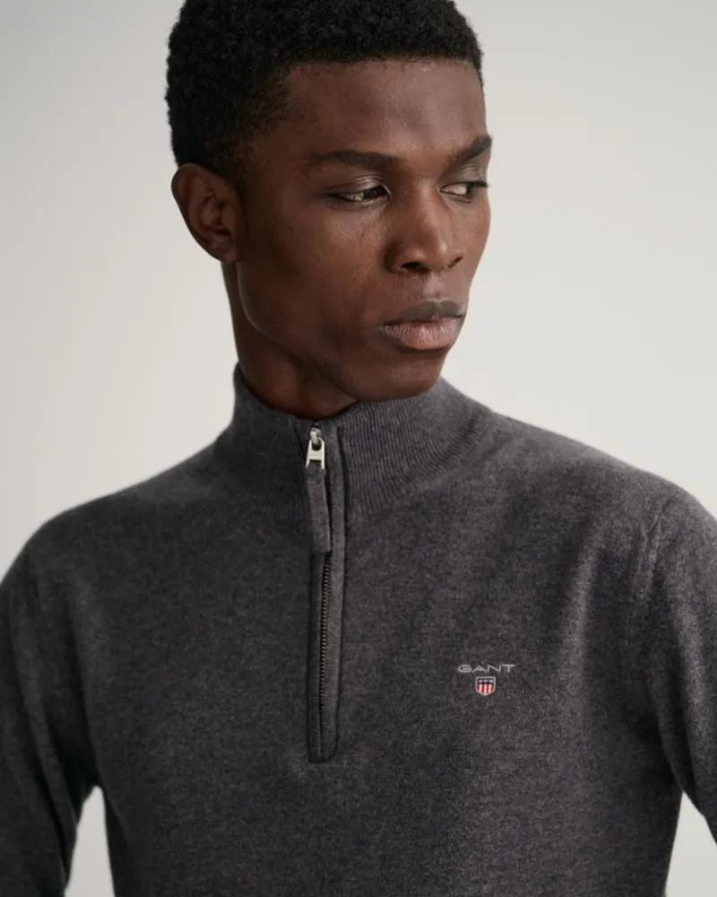 Gant Apparel Mens SUPERFINE LAMBSWOOL HALF ZIP 95/ANTRACIT MELANGE
