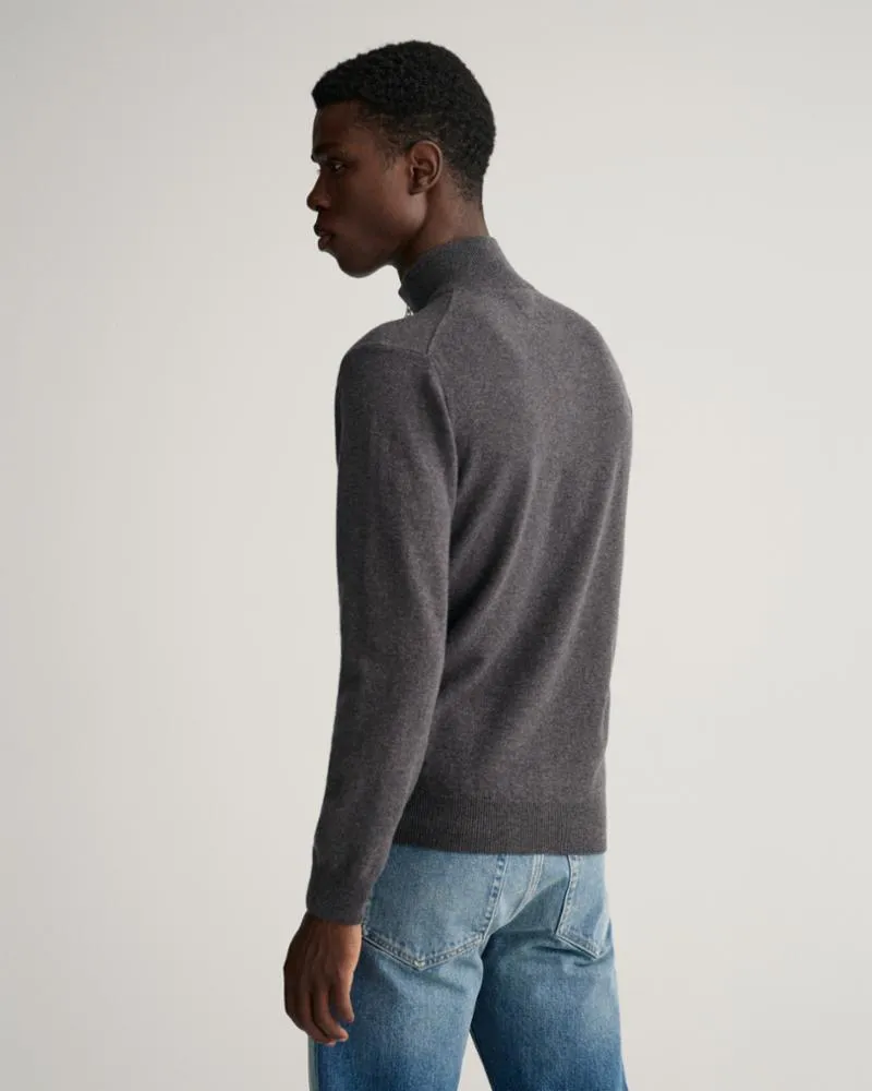 Gant Apparel Mens SUPERFINE LAMBSWOOL HALF ZIP 95/ANTRACIT MELANGE