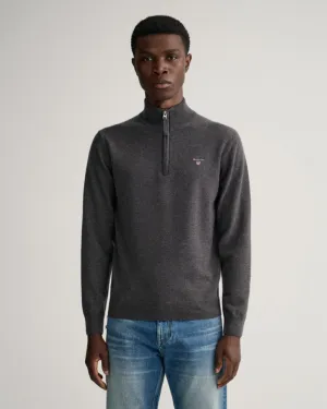 Gant Apparel Mens SUPERFINE LAMBSWOOL HALF ZIP 95/ANTRACIT MELANGE