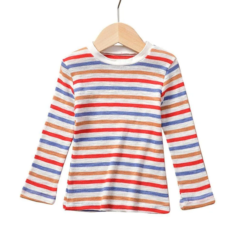 Girls Long Sleeve Striped Crew Neck Tees Girl T Shirts Wholesale