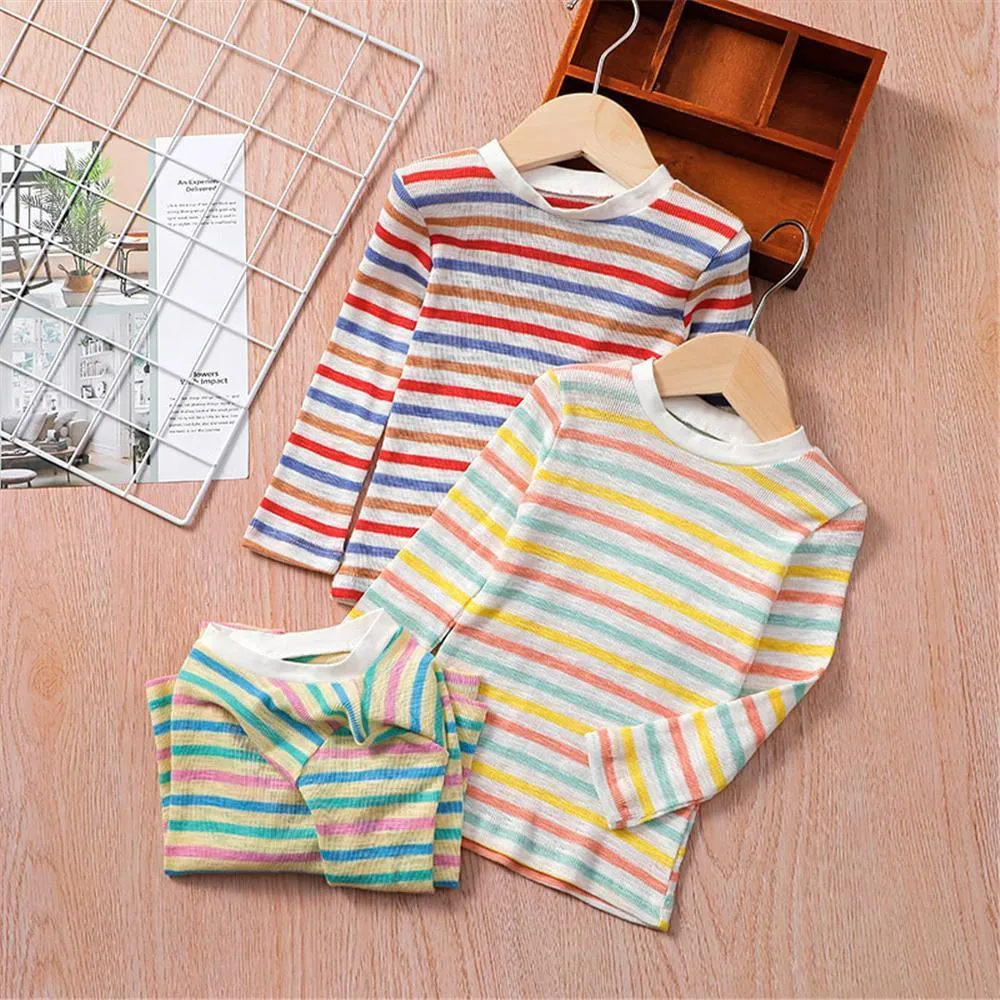 Girls Long Sleeve Striped Crew Neck Tees Girl T Shirts Wholesale