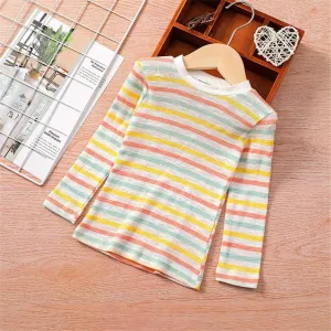 Girls Long Sleeve Striped Crew Neck Tees Girl T Shirts Wholesale