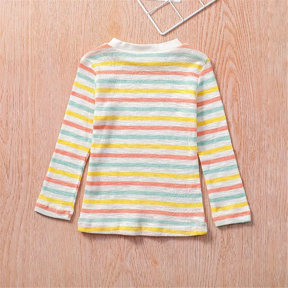 Girls Long Sleeve Striped Crew Neck Tees Girl T Shirts Wholesale