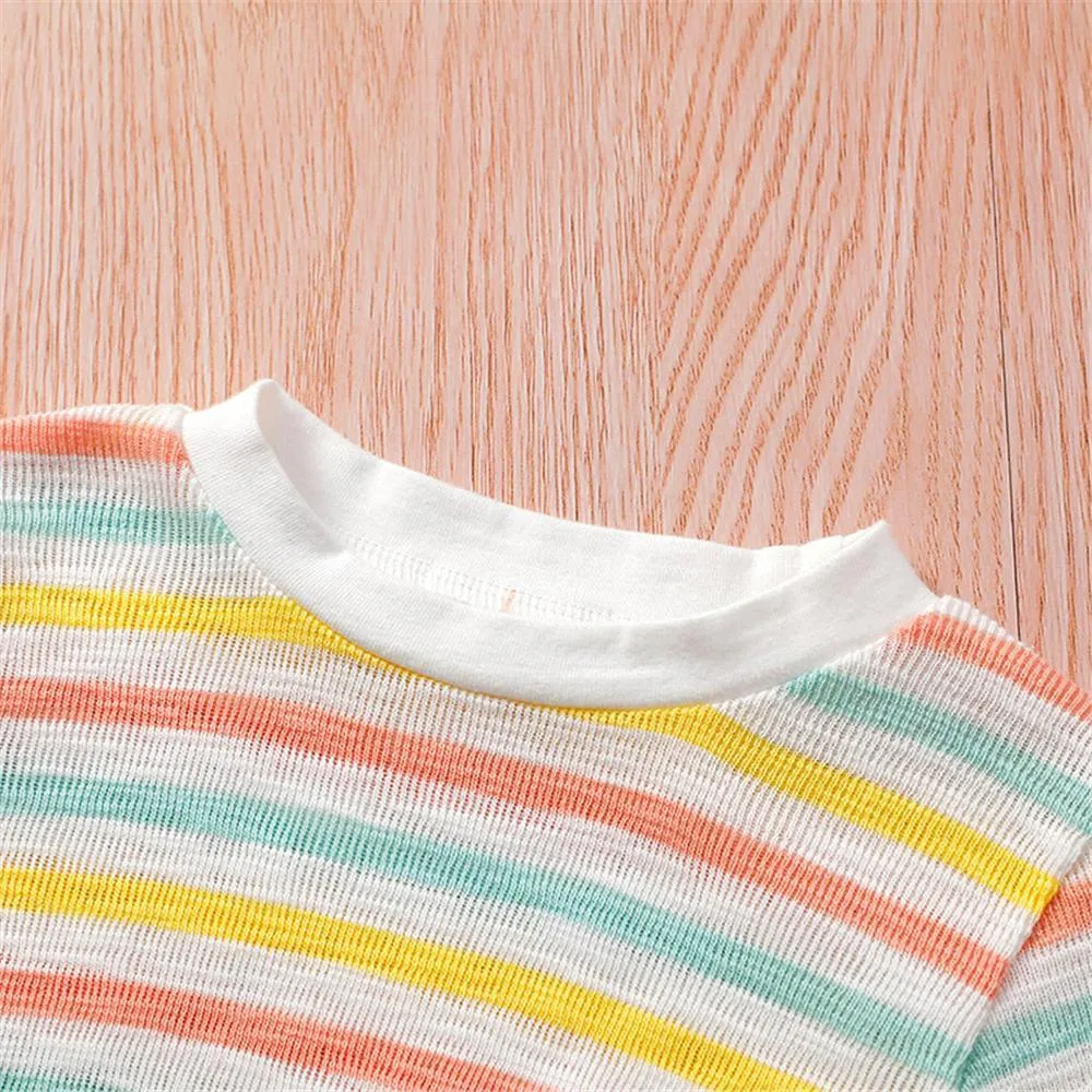 Girls Long Sleeve Striped Crew Neck Tees Girl T Shirts Wholesale
