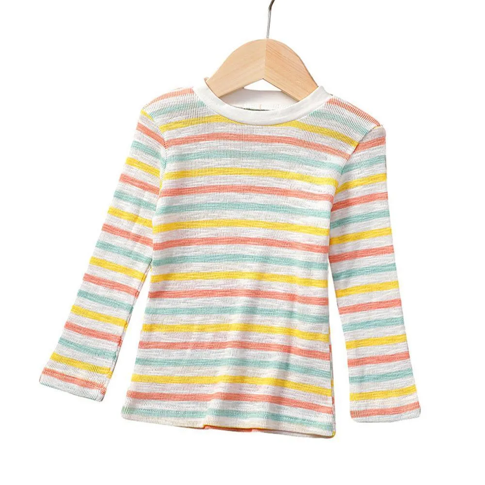 Girls Long Sleeve Striped Crew Neck Tees Girl T Shirts Wholesale