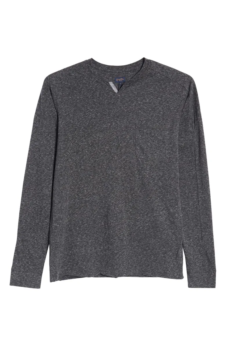 Good Man Brand LS Victory V-Notch Tee Charcoal Heather