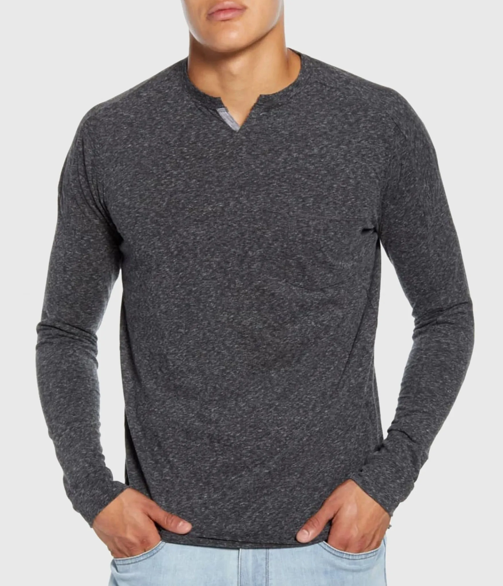 Good Man Brand LS Victory V-Notch Tee Charcoal Heather