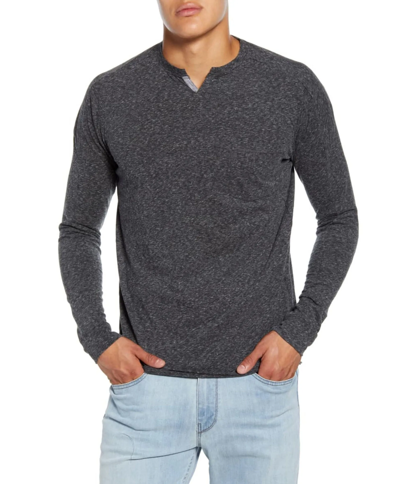 Good Man Brand LS Victory V-Notch Tee Charcoal Heather