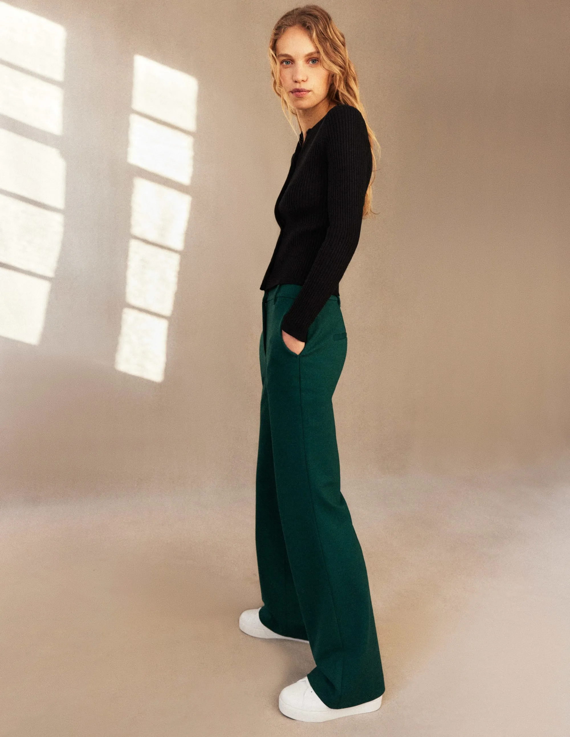 Hampshire Flared Trousers-Emerald Night