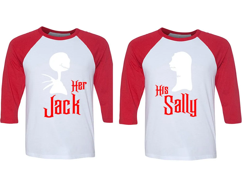 Her Jack & His Sally Matching Couple Baseball T-Shirts – Unique Art Designs Sold Separately for Perfect Duos