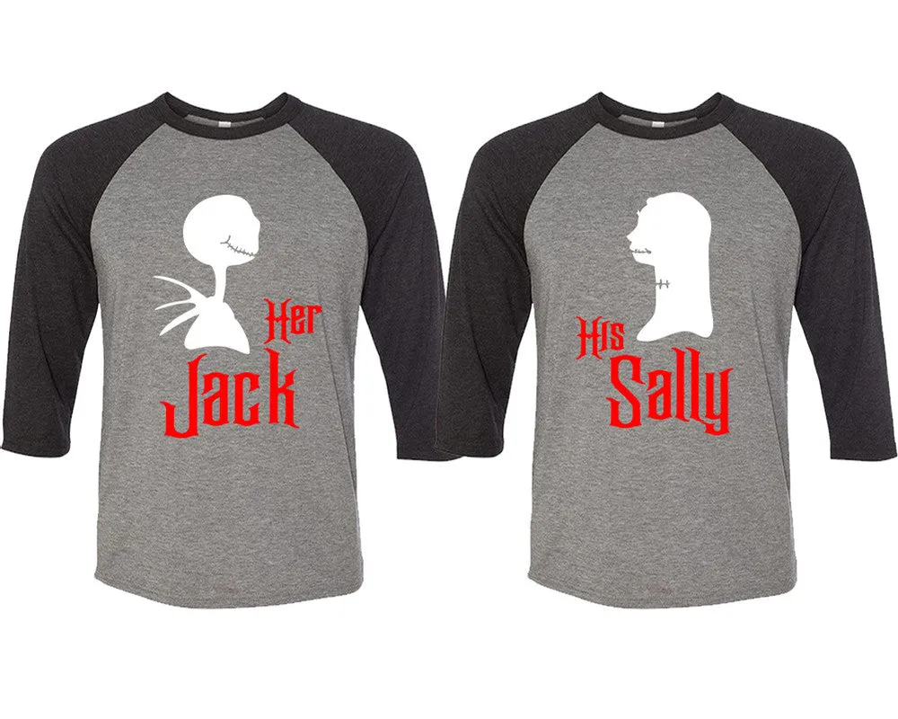 Her Jack & His Sally Matching Couple Baseball T-Shirts – Unique Art Designs Sold Separately for Perfect Duos