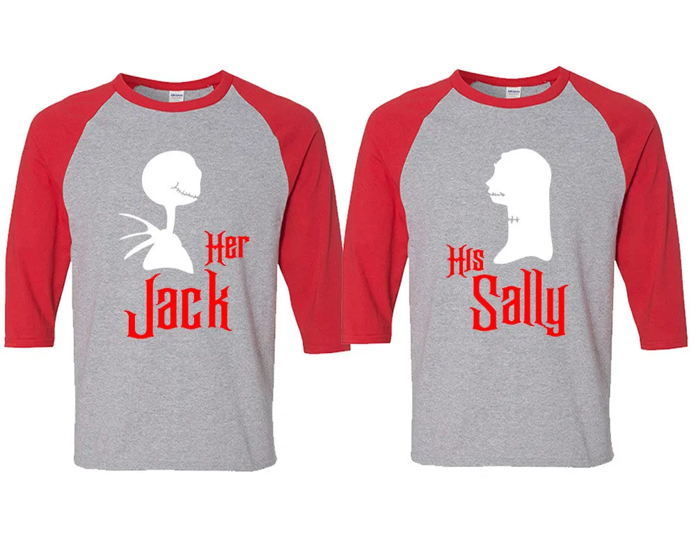Her Jack & His Sally Matching Couple Baseball T-Shirts – Unique Art Designs Sold Separately for Perfect Duos