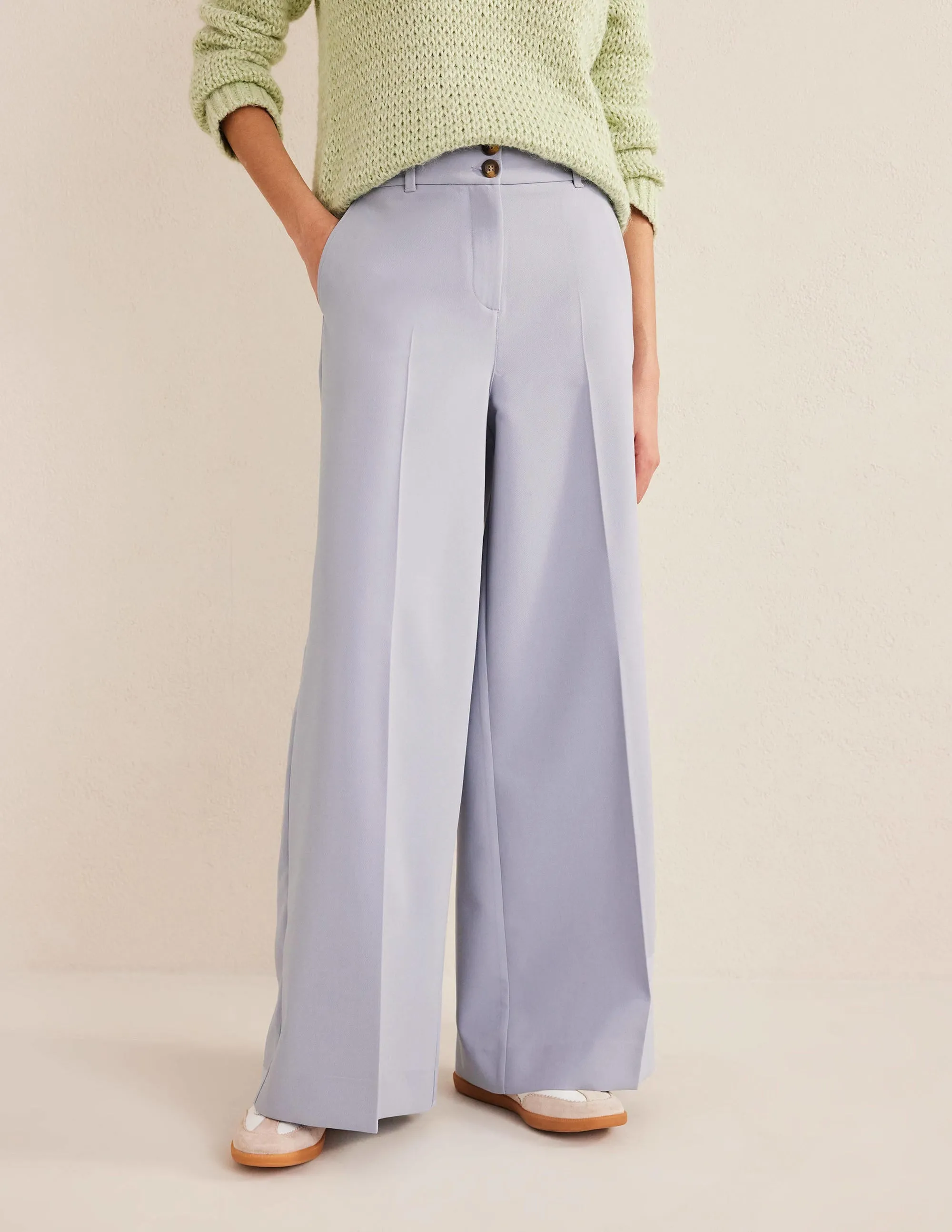 High Rise Wide Leg Trousers-Blue Blizzard