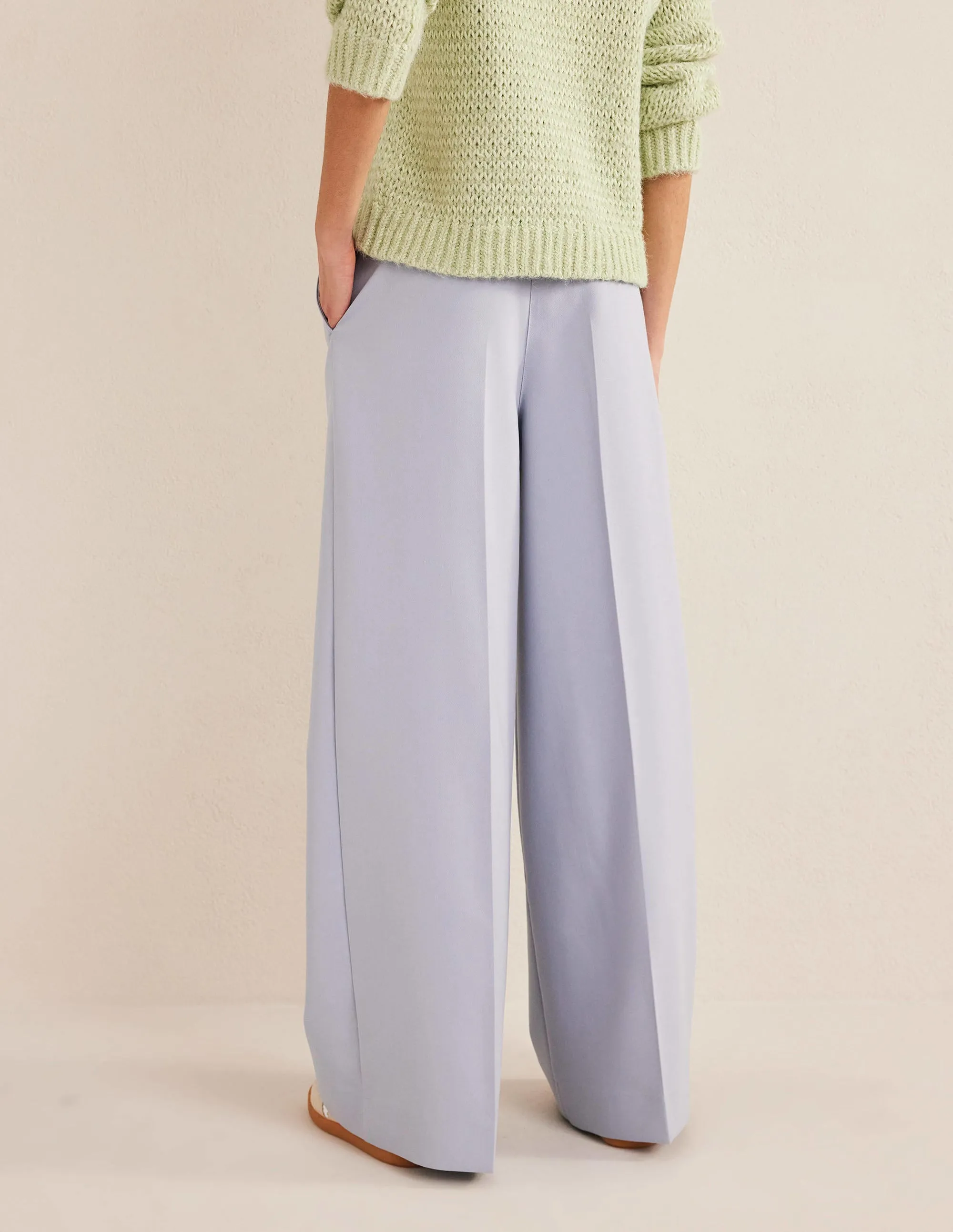 High Rise Wide Leg Trousers-Blue Blizzard