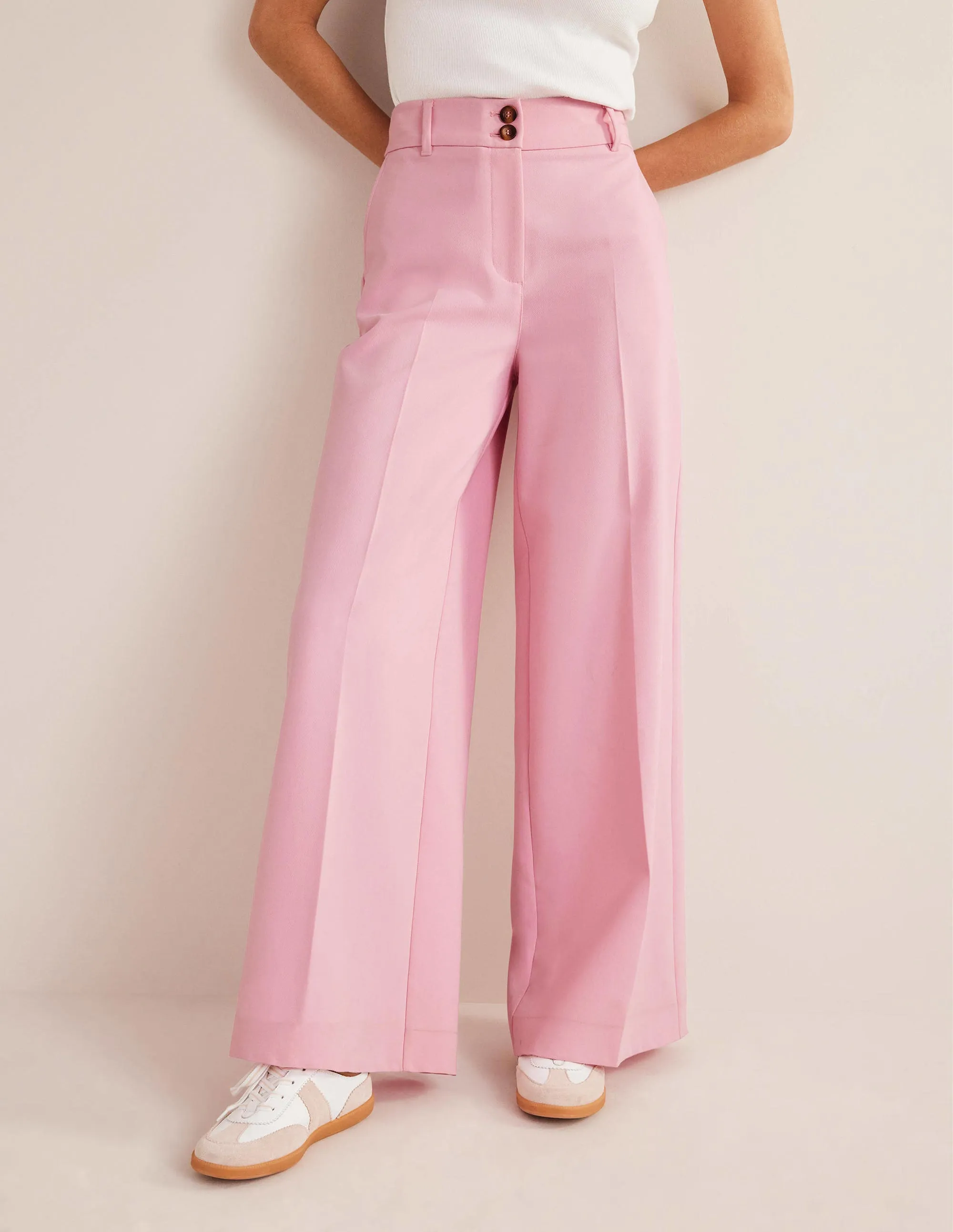 High Rise Wide Leg Trousers-PInk