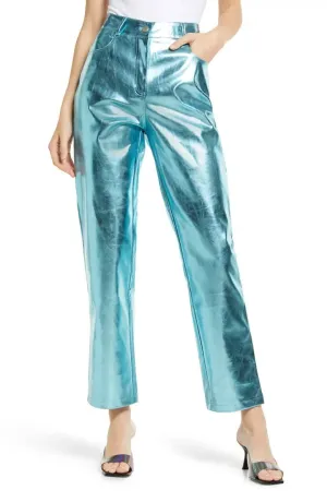 High waist Metallic Trouser