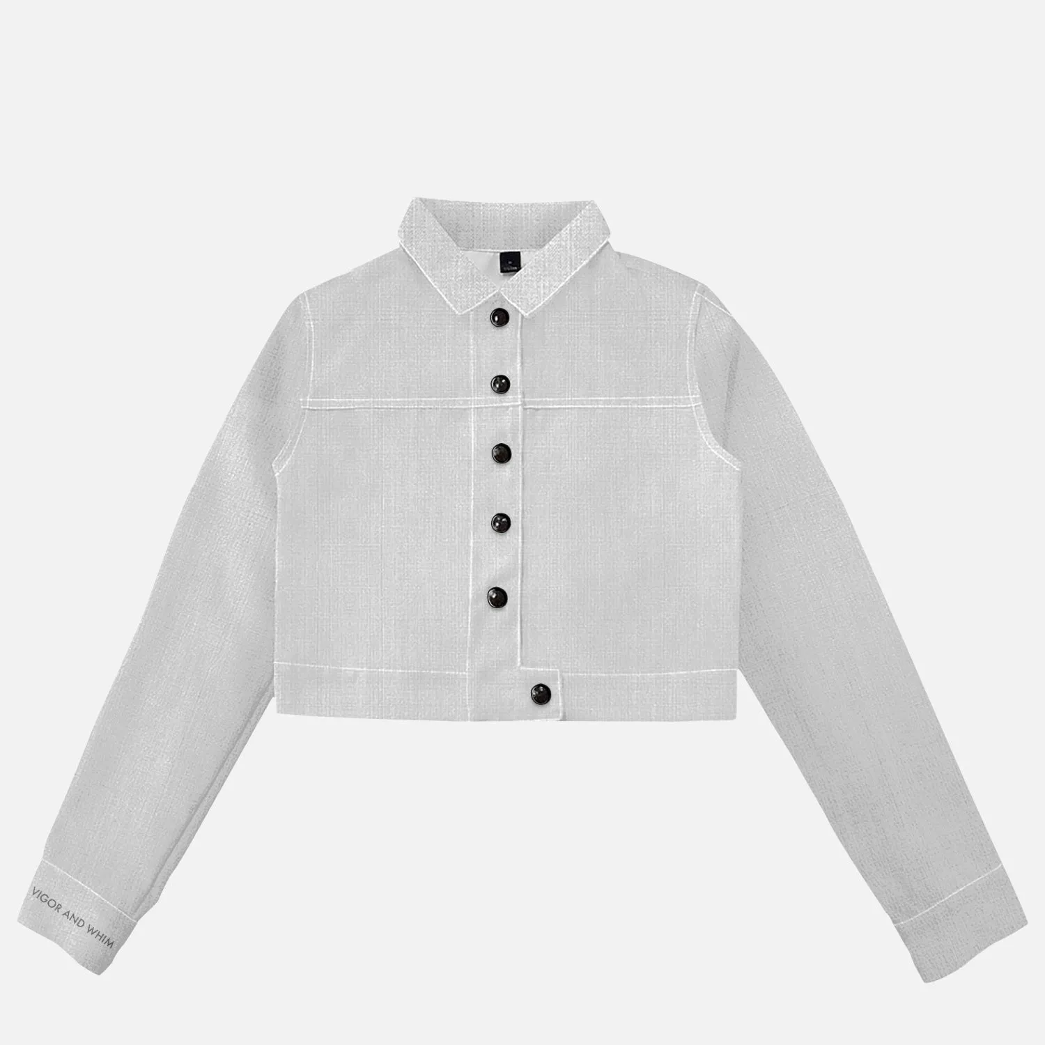 HOT MOM - High Rise Cropped Denim Jacket - White