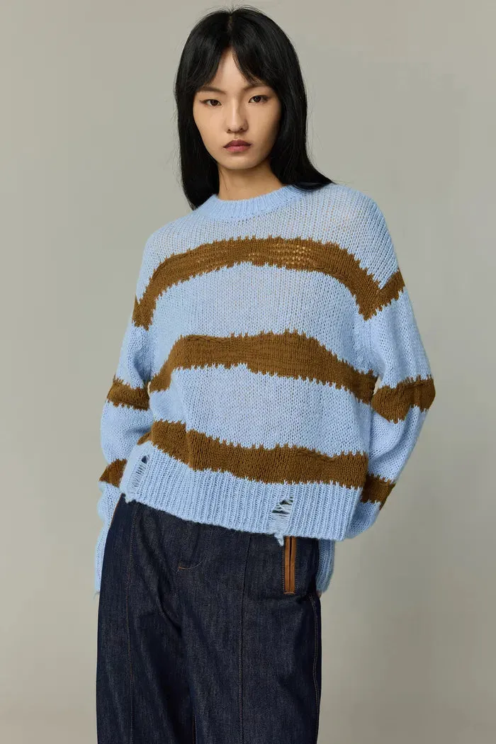 Ixworth Hand Painted Striped Sweater in Alpaca-Wool Knit