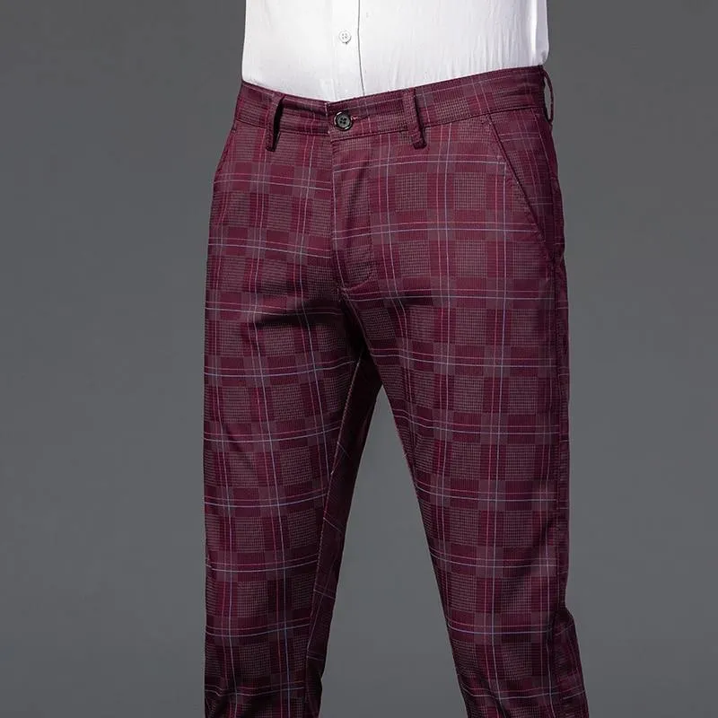 JAYWOOD Men's Classic Plaid Formal Pants