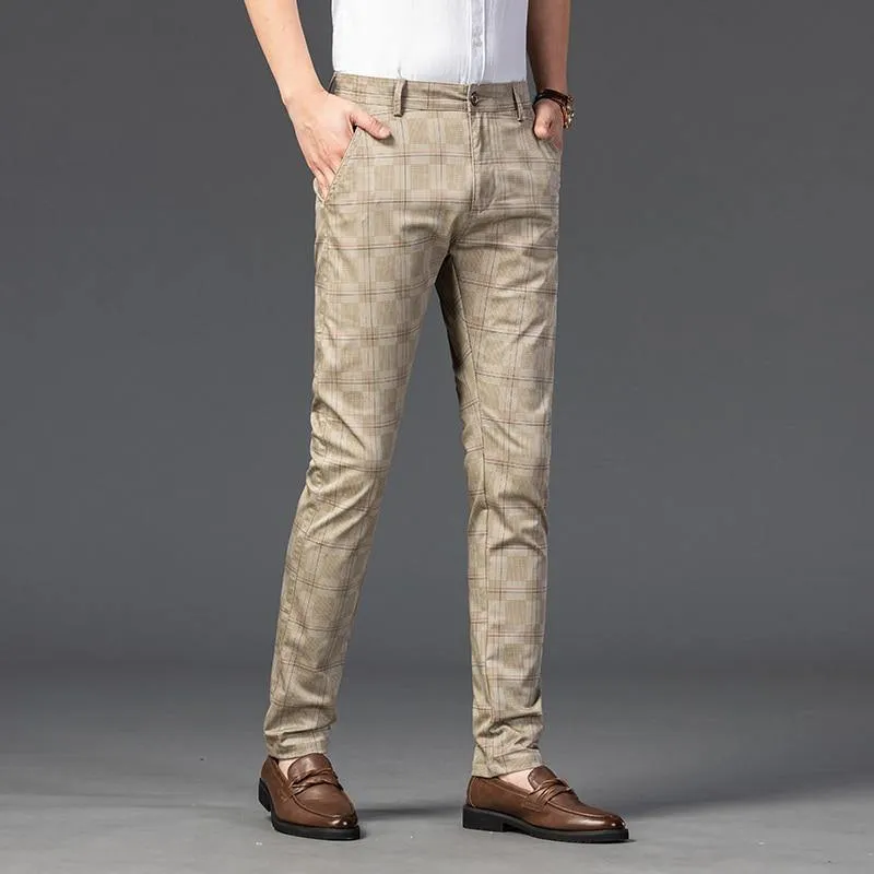 JAYWOOD Men's Classic Plaid Formal Pants