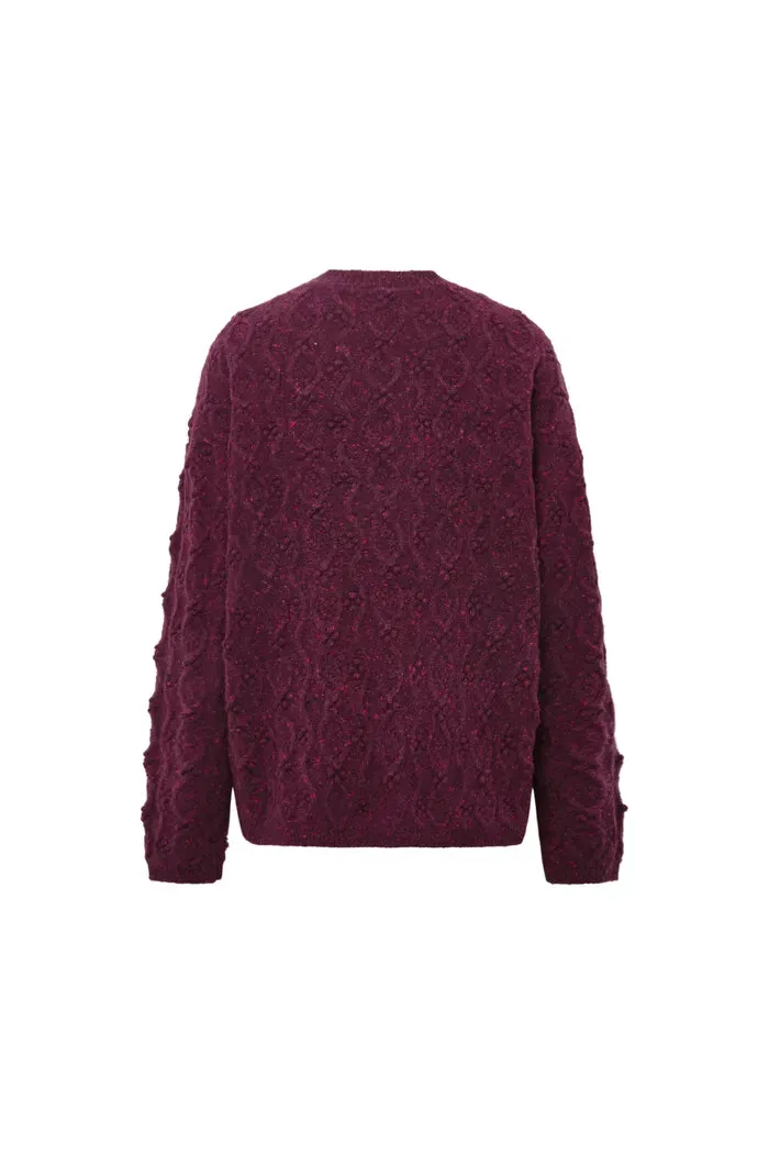 Kitty Cable Cardigan in Speckled Wool Knit