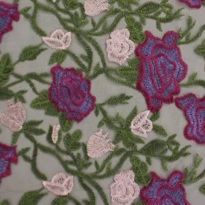 Lavender Dreams Embroidered Mesh Fabric | Blue Moon Fabrics