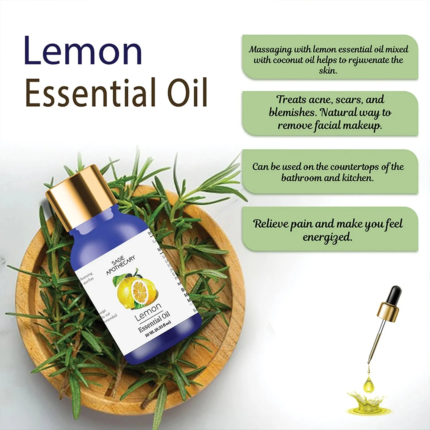 Lemon Essential Oil Skin, Hair, Scalp, Face, Nails pack to 2
