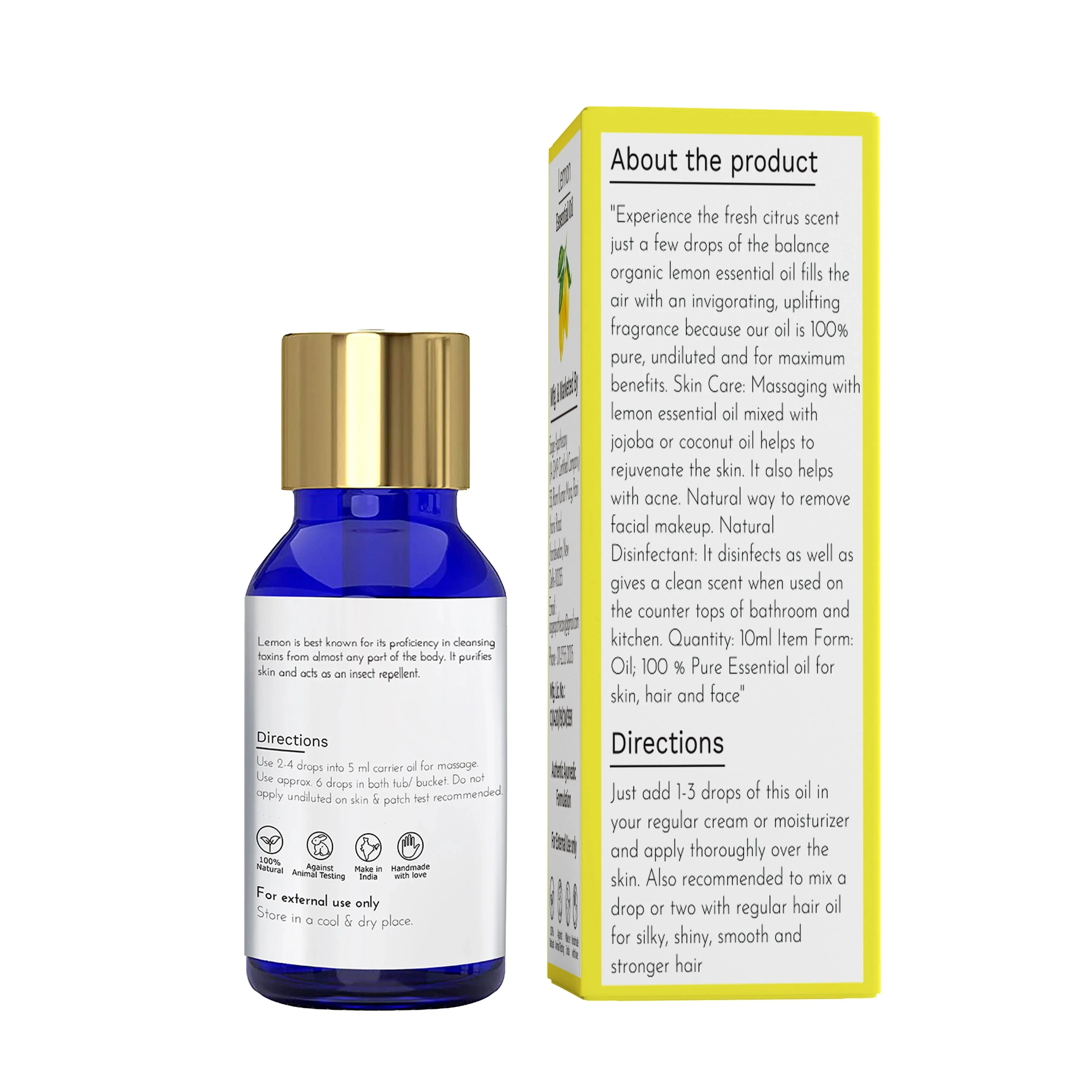 Lemon Essential Oil Skin, Hair, Scalp, Face, Nails pack to 2