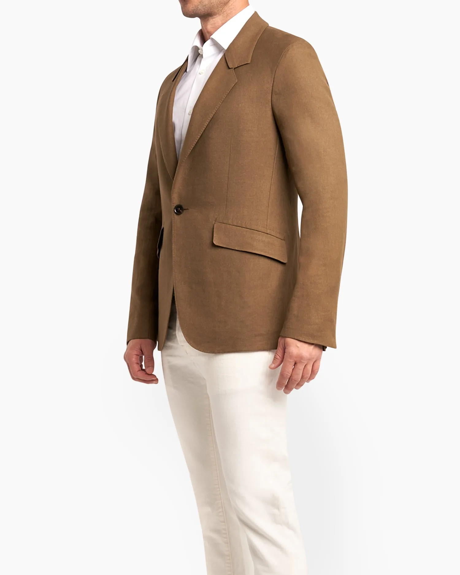 Light Brown Sage Linen Wool Sports Jacket