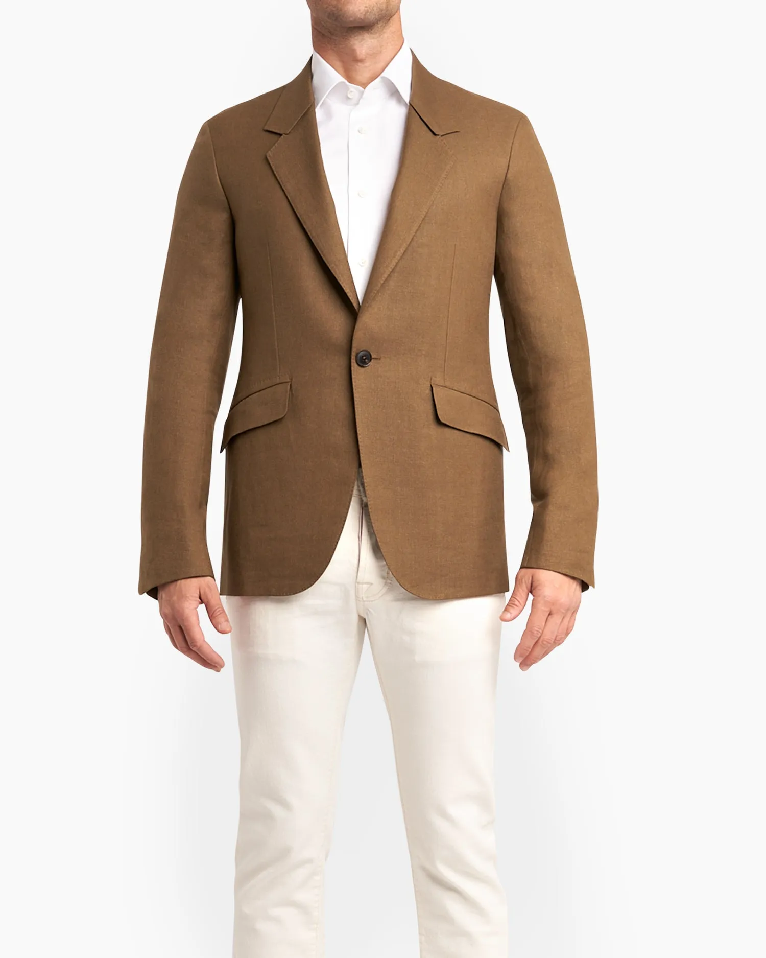 Light Brown Sage Linen Wool Sports Jacket