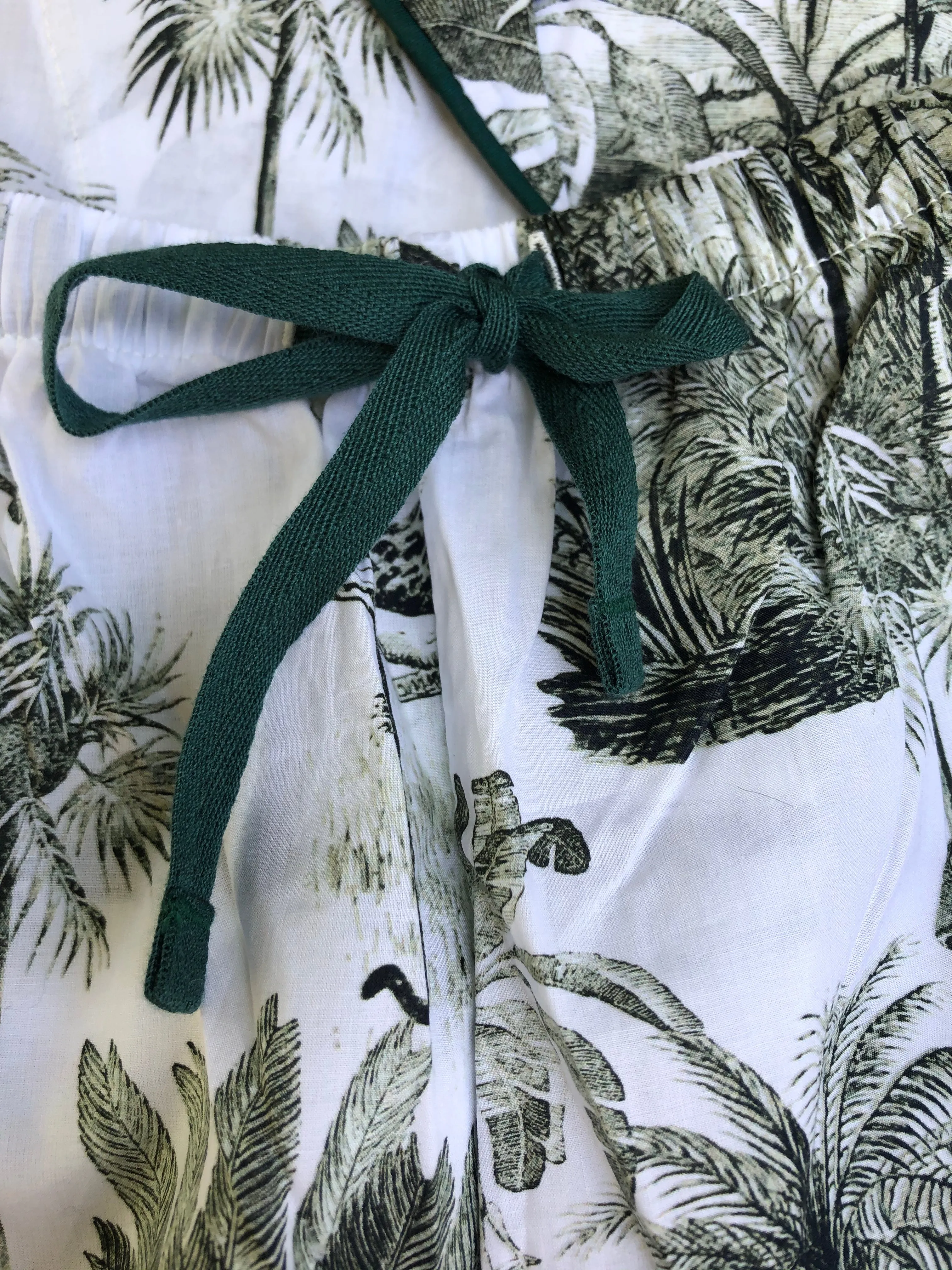 Long Sleeve Classic Pajama Set - Tiger Toile Print Forest Green