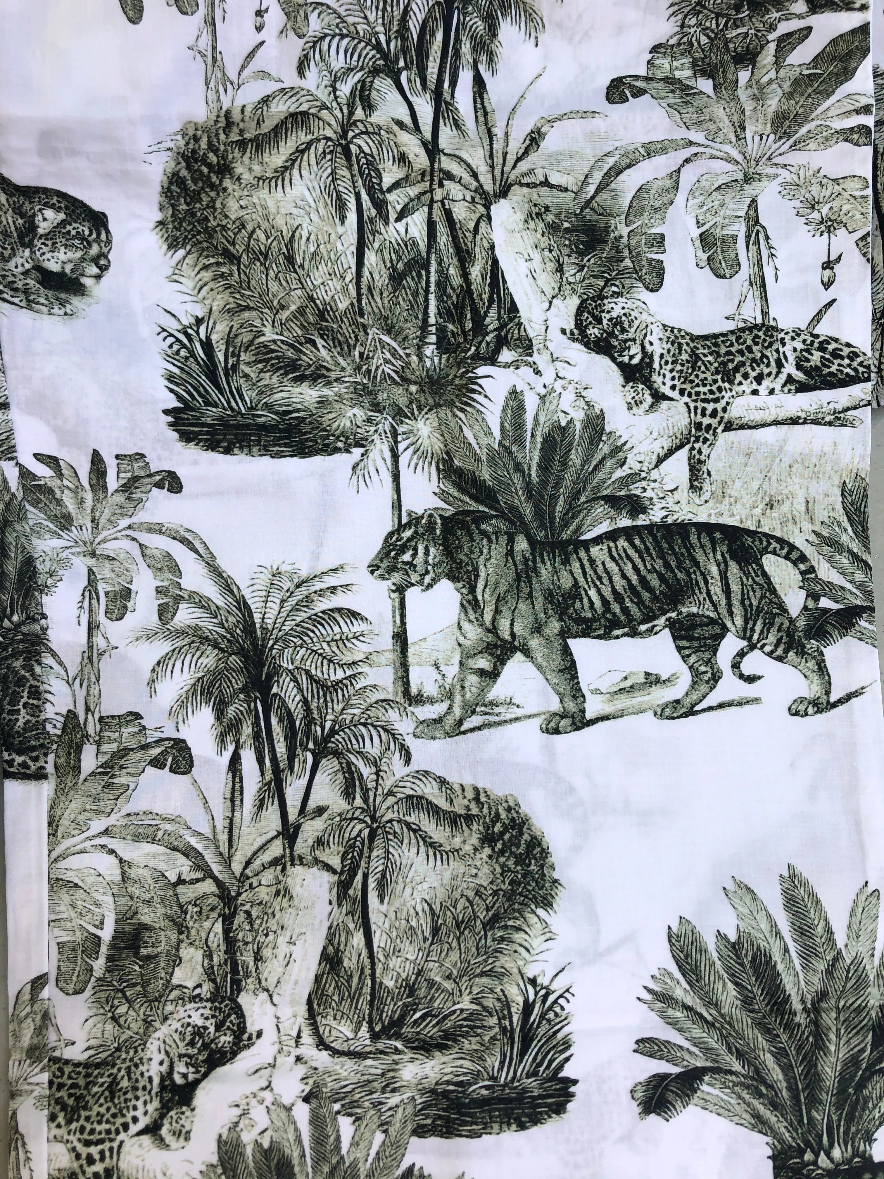 Long Sleeve Classic Pajama Set - Tiger Toile Print Forest Green