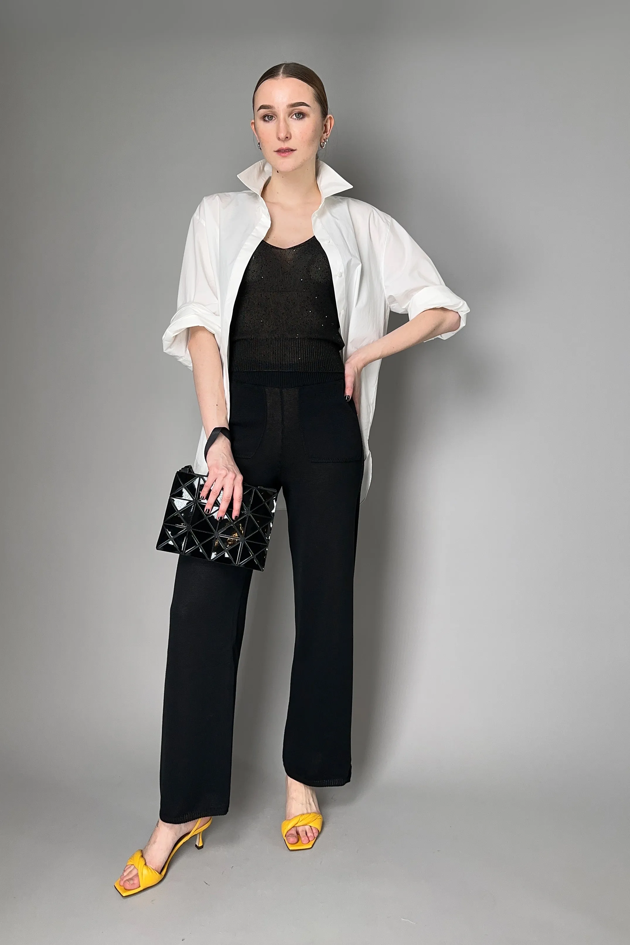 Lorena Antoniazzi Sequin Knit Camisole in Black