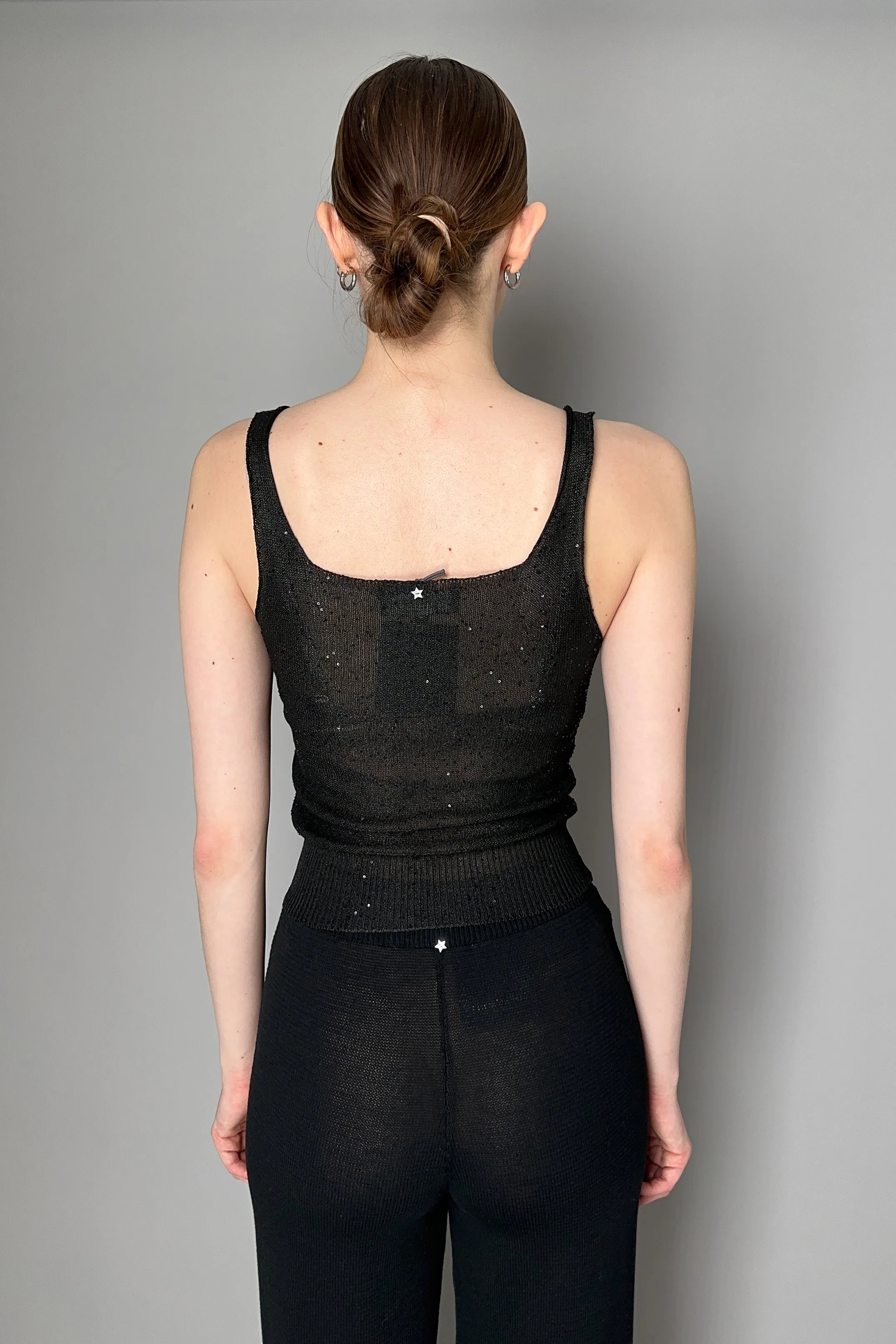Lorena Antoniazzi Sequin Knit Camisole in Black