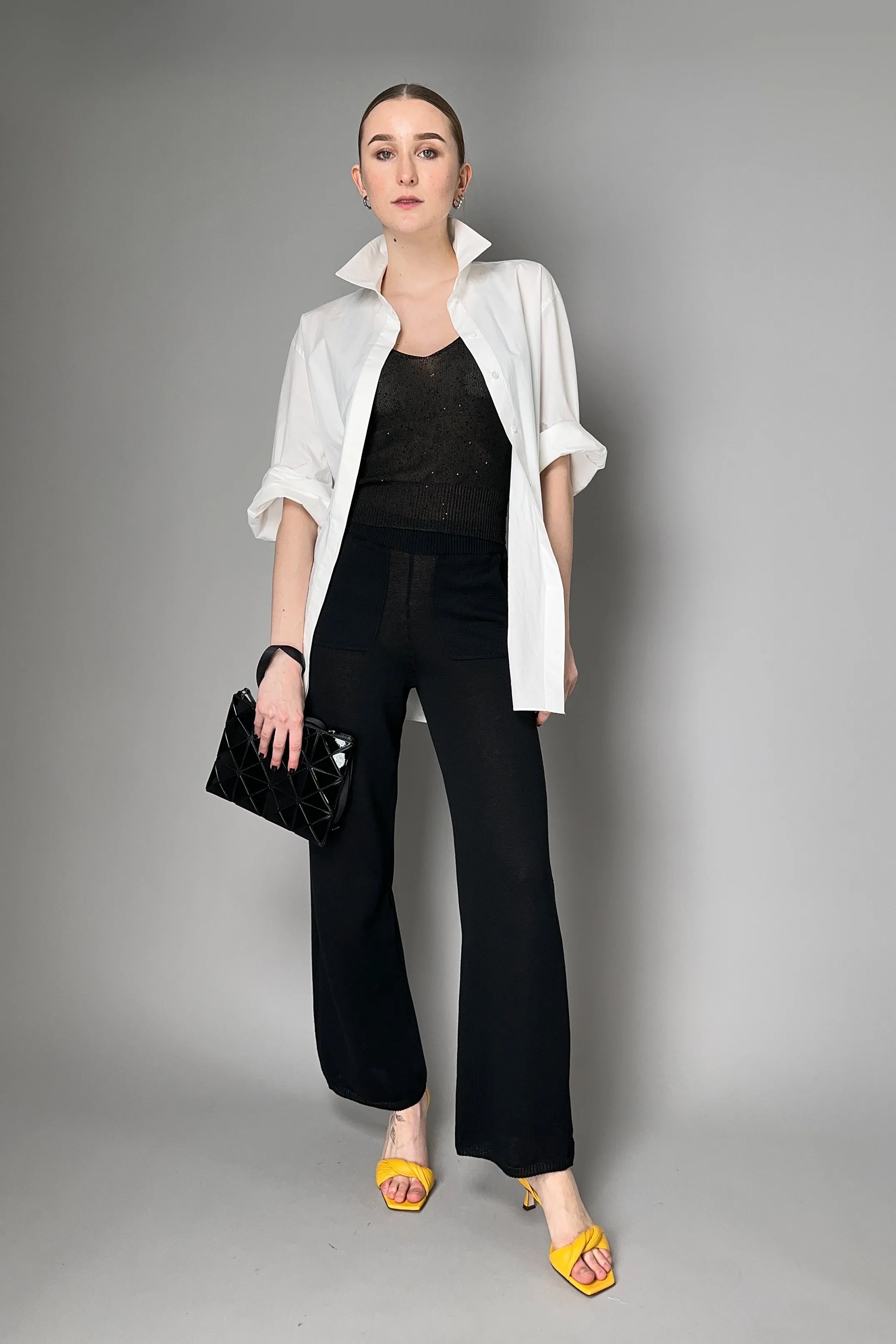 Lorena Antoniazzi Sequin Knit Camisole in Black