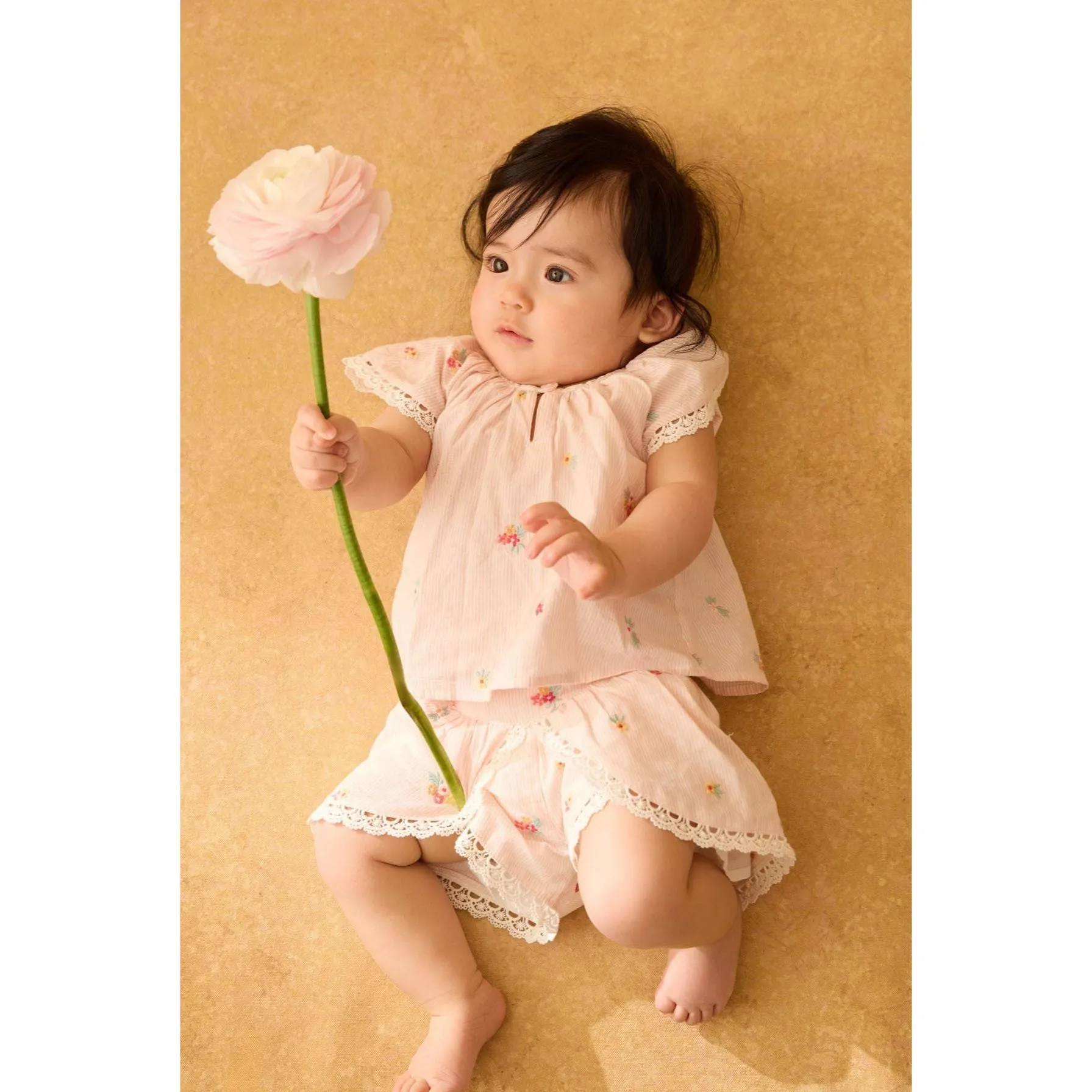 Louise Misha Blouse Antonia - Embroidered Yarn Dyed Stripes - Pink Bouquet Stripes