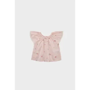 Louise Misha Blouse Antonia - Embroidered Yarn Dyed Stripes - Pink Bouquet Stripes