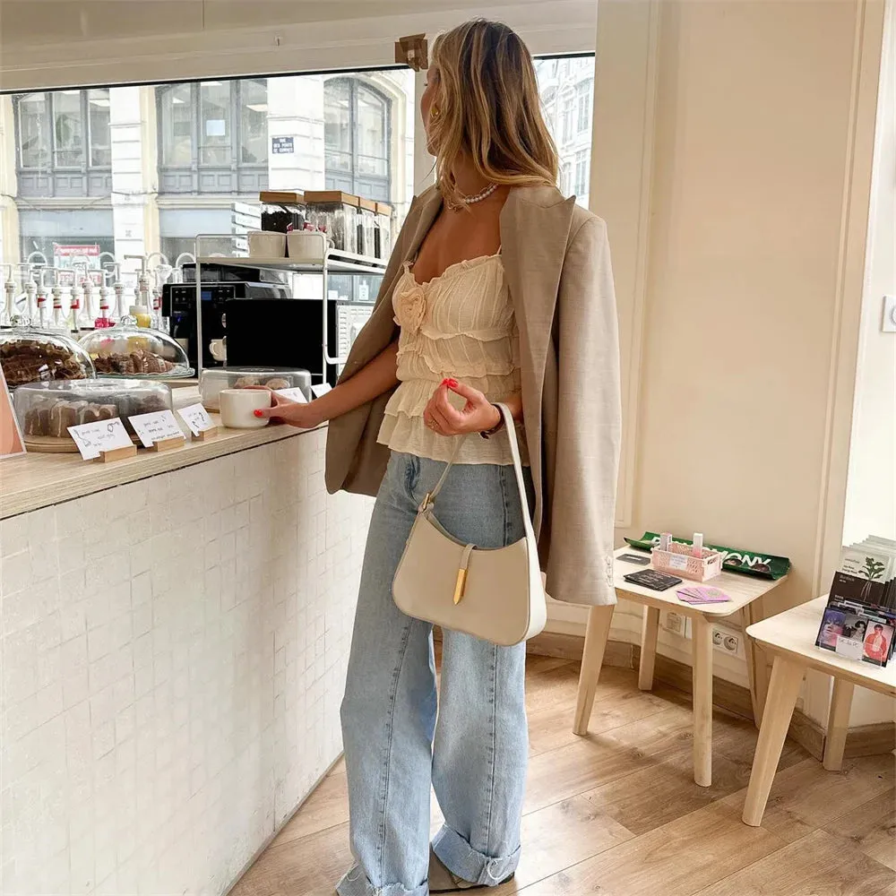 LVSANW 2024 Spring and Summer New Women's Wear European and American Style Casual Fashion Versatile Flower Layered Decorative Top