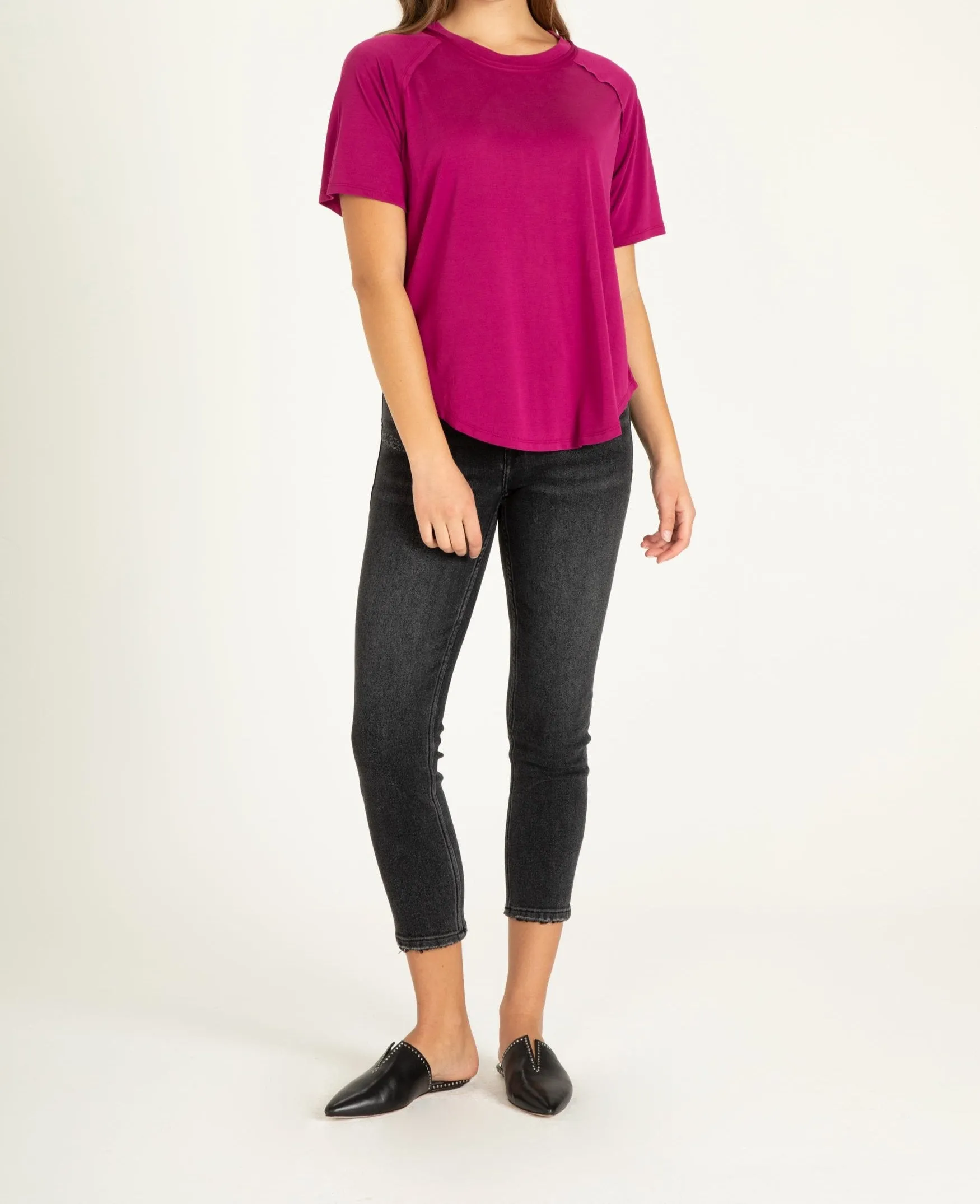 LYRIC MODAL TOP IN VIVID MAGENTA